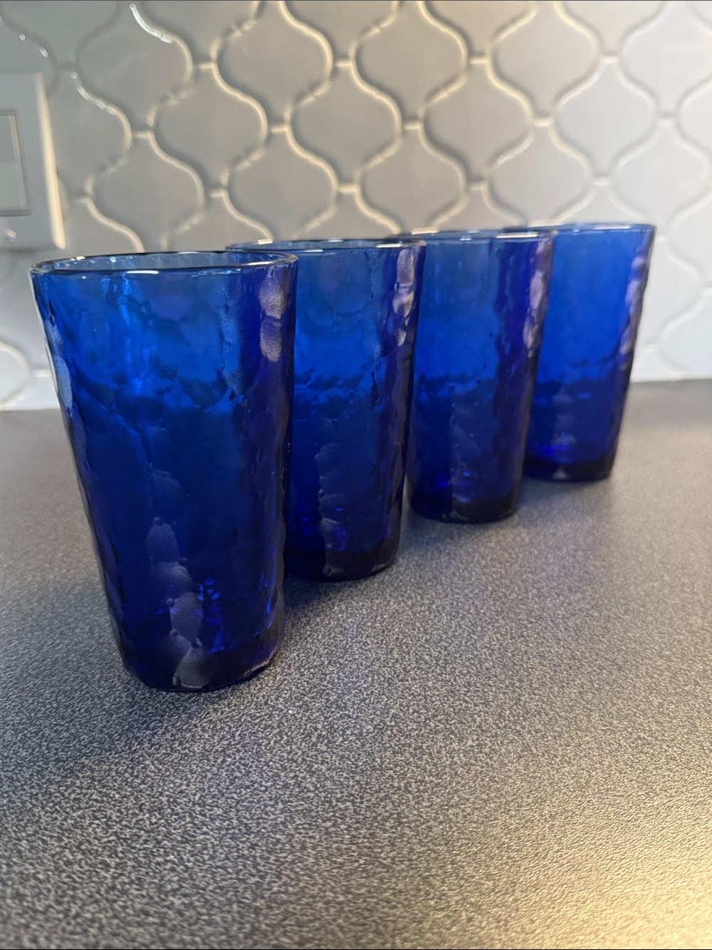 Cobalt Blue Textured Glass Tumbler Set - 4 Pack - Picture 2 of 4